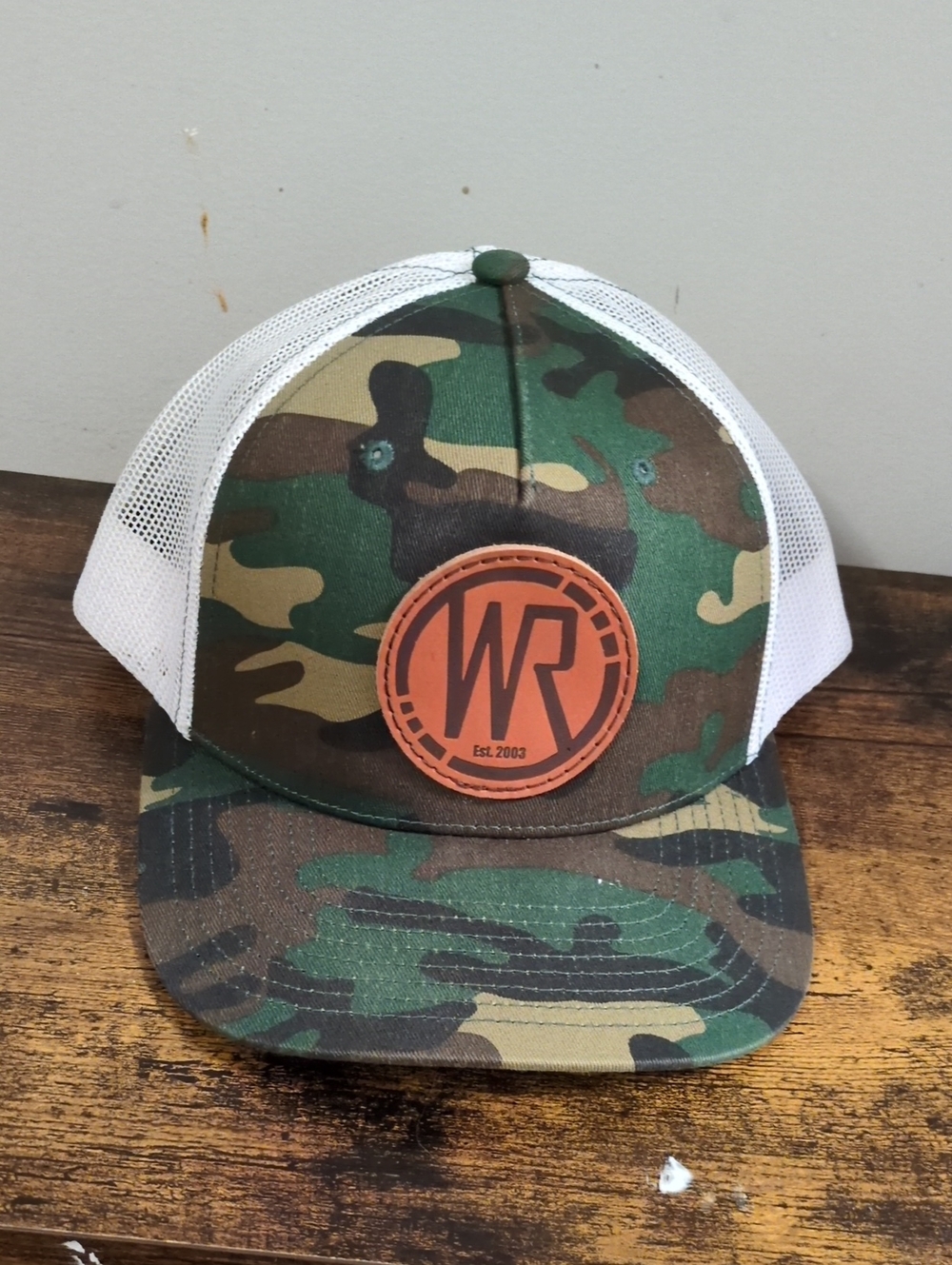 WR Patch Camo Trucker Hat - Green Camo & White